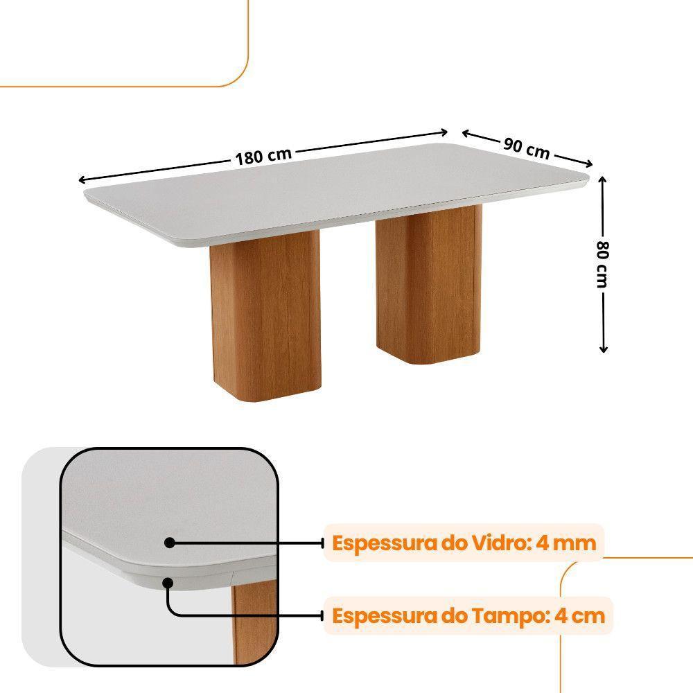 Mesa De Jantar Eloise 180cm Tampo Mdf 6 Cadeiras Moderna Linho Capuccino/nat/off/serig. Off - 4