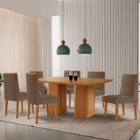 Mesa De Jantar Eloise 180cm Tampo Mdf 6 Cadeiras Lisboa Veludo Capuccino/naturalle - 1