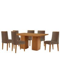 Mesa De Jantar Eloise 180cm Tampo Mdf 6 Cadeiras Lisboa Veludo Capuccino/naturalle - 2