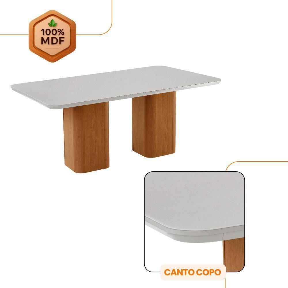 Mesa De Jantar Eloise 180cm Tampo Mdf 6 Cadeiras Moderna Tork /nat/off/serig. Off - 5