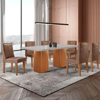 Mesa De Jantar Eloise 180cm Tampo Mdf 6 Cadeiras Moderna Tork /nat/off/serig. Off - 1