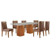 Mesa De Jantar Eloise 180cm Tampo Mdf 6 Cadeiras Moderna Tork /nat/off/serig. Off - 2
