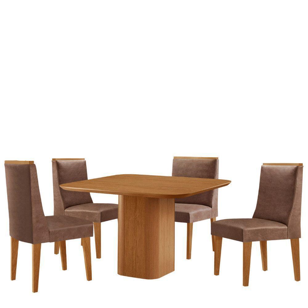 Mesa De Jantar Eloise 90cm Tampo Mdf Com 4 Cadeiras Moderna Tork/naturale - 2