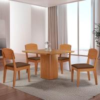 Mesa De Jantar Eloise 90cm Tampo Mdf 4 Cadeiras Copper Veludo Marrom/naturalle - 1