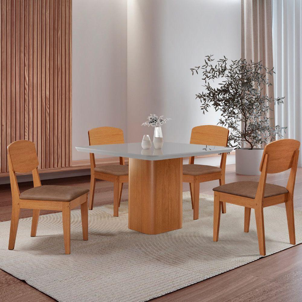 Mesa De Jantar Eloise 90cm Tampo Mdf 4 Cadeiras Copper Tork /nat/off/serig. Off - 1