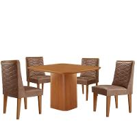 Mesa De Jantar Eloise 90cm Tampo Mdf 4 Cadeiras Moderna Tork/naturale - 5