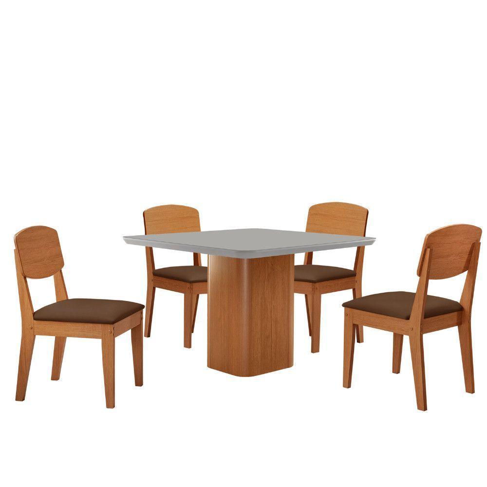 Mesa De Jantar Eloise 90cm Tampo Mdf 4 Cadeiras Copper Veludo Marrom/nat/off/serig. Off - 2