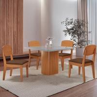 Mesa De Jantar Eloise 90cm Tampo Mdf 4 Cadeiras Copper Veludo Marrom/nat/off/serig. Off - 1