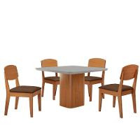 Mesa De Jantar Eloise 90cm Tampo Mdf 4 Cadeiras Copper Veludo Marrom/nat/off/serig. Off - 2