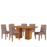 Mesa De Jantar Eloise 180cm Tampo Mdf 6 Cadeiras Lisboa Linho Capuccino/naturale - 5