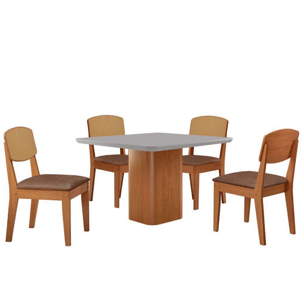 Mesa De Jantar Eloise 90cm Tampo Mdf 4 Cadeiras Moderna Tork /nat/off/serig. Off - 2