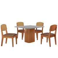 Mesa De Jantar Eloise 90cm Tampo Mdf 4 Cadeiras Moderna Tork /nat/off/serig. Off - 2