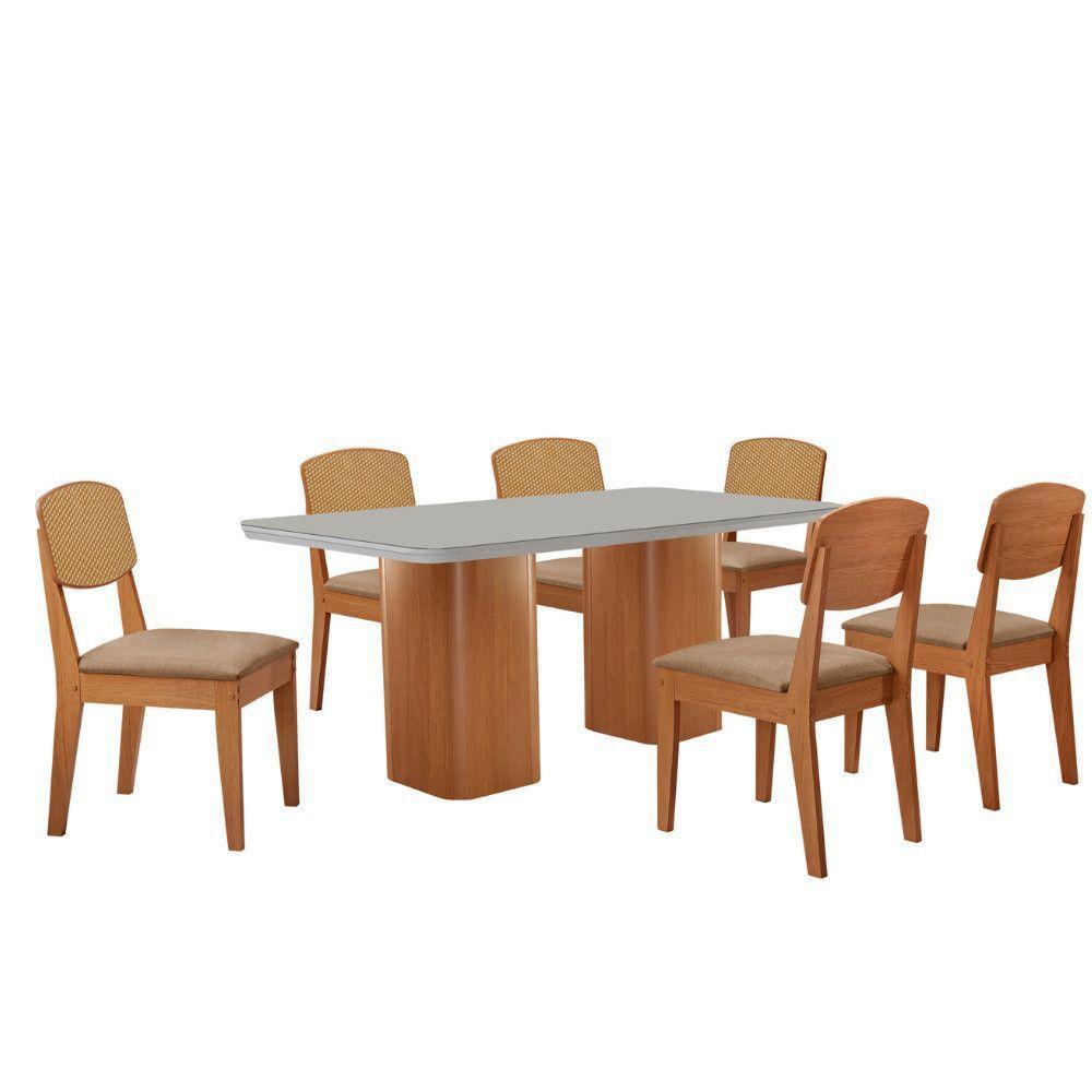 Mesa De Jantar Eloise 180cm Tampo Mdf 6 Cadeiras Moderna Turim 07/nat/off/serig. Off - 2
