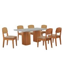 Mesa De Jantar Eloise 180cm Tampo Mdf 6 Cadeiras Moderna Turim 07/nat/off/serig. Off - 2