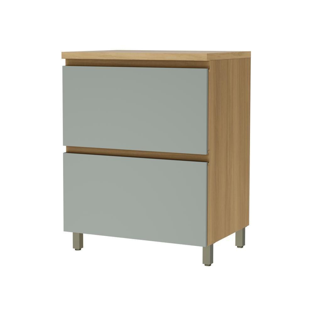 Balcão 1 Porta Basculante 1 Gaveta 70cm 100% Mdf Rainha Nature/verde Nesher - 1