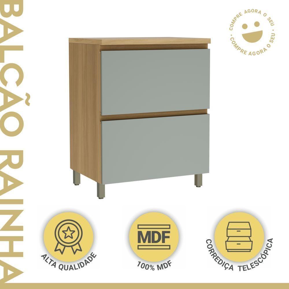 Balcão 1 Porta Basculante 1 Gaveta 70cm 100% Mdf Rainha Nature/verde Nesher - 5