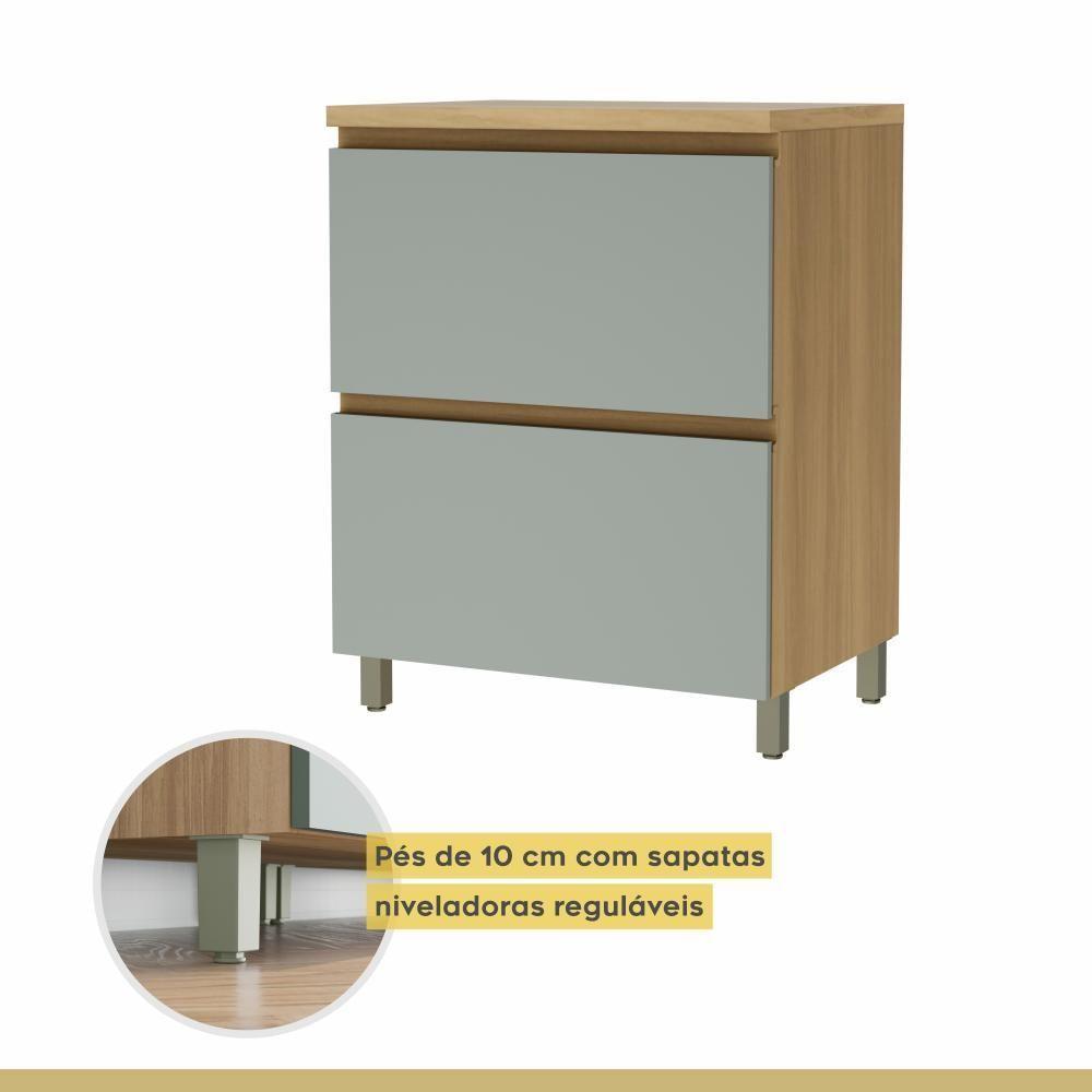 Balcão 1 Porta Basculante 1 Gaveta 70cm 100% Mdf Rainha Nature/verde Nesher - 6