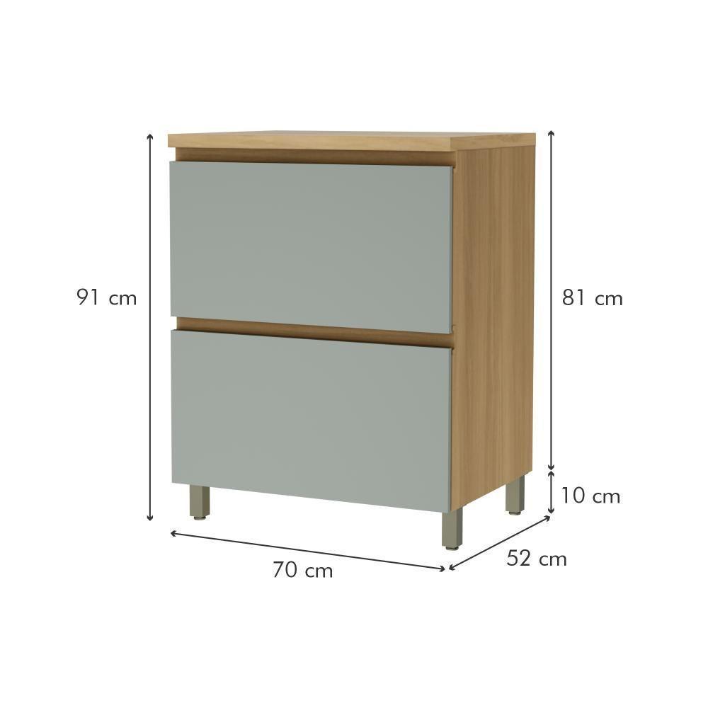 Balcão 1 Porta Basculante 1 Gaveta 70cm 100% Mdf Rainha Nature/verde Nesher - 7