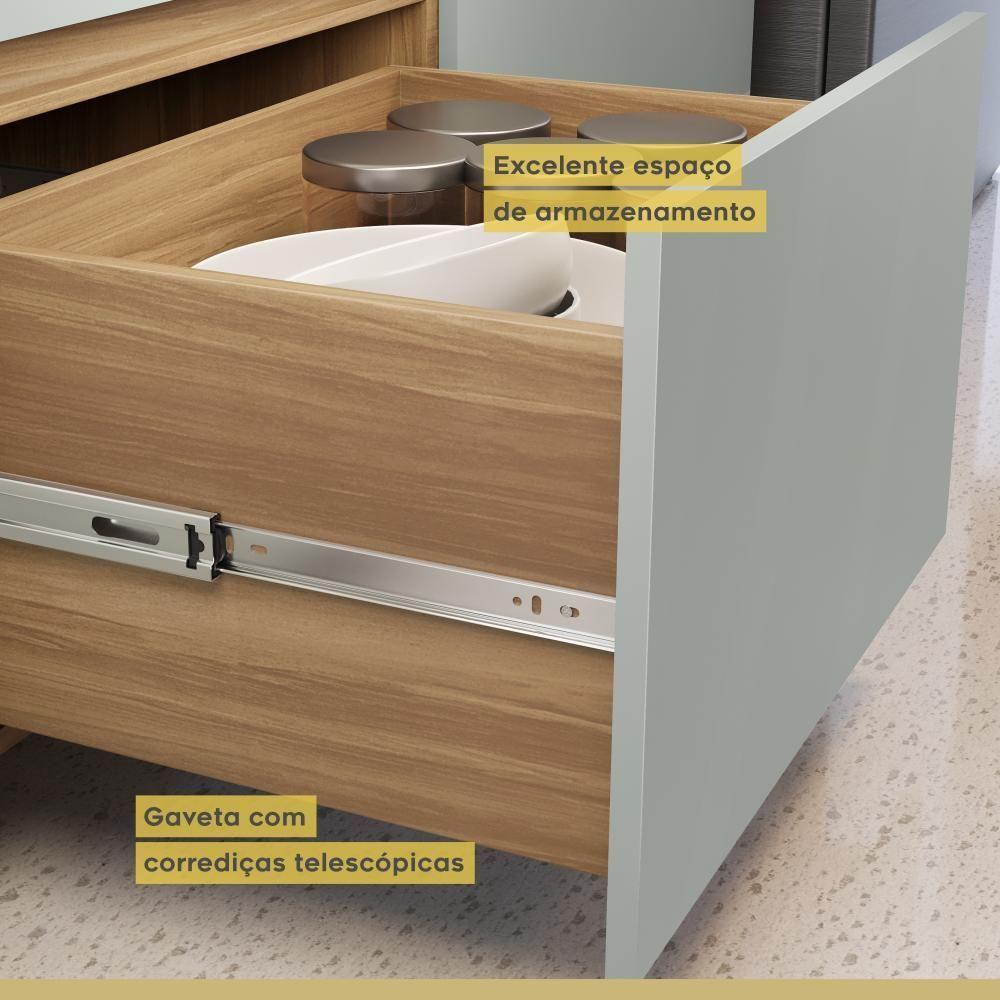 Balcão 1 Porta Basculante 1 Gaveta 70cm 100% Mdf Rainha Nature/verde Nesher - 8