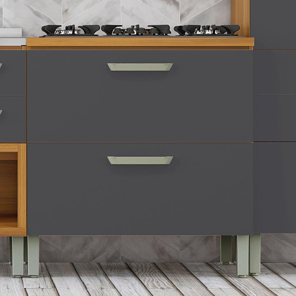 Balcão 1 Porta 1 Gaveta 80cm Em Mdf Princesa Freijó/grafite Nesher - 2