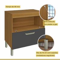 Balcão 1 Porta 1 Gaveta 80cm Em Mdf Princesa Freijó/grafite Nesher - 6