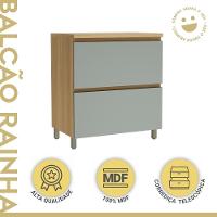 Balcão 1 Porta Basculante 1 Gaveta 80cm 100% Mdf Rainha Nature/verde Nesher - 3