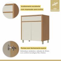 Balcao 2 Portas 1 Gaveta 80cm 100% Mdf Condessa Carvalho/greige Nesher Móveis - 2
