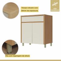 Balcao 2 Portas 1 Gaveta 80cm 100% Mdf Condessa Carvalho/greige Nesher Móveis - 3