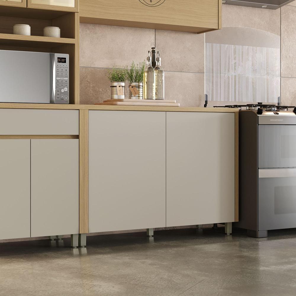 Balcão 2 Portas 120cm Condessa 100% Mdf Nesher Móveis Carvalho/greige - 1