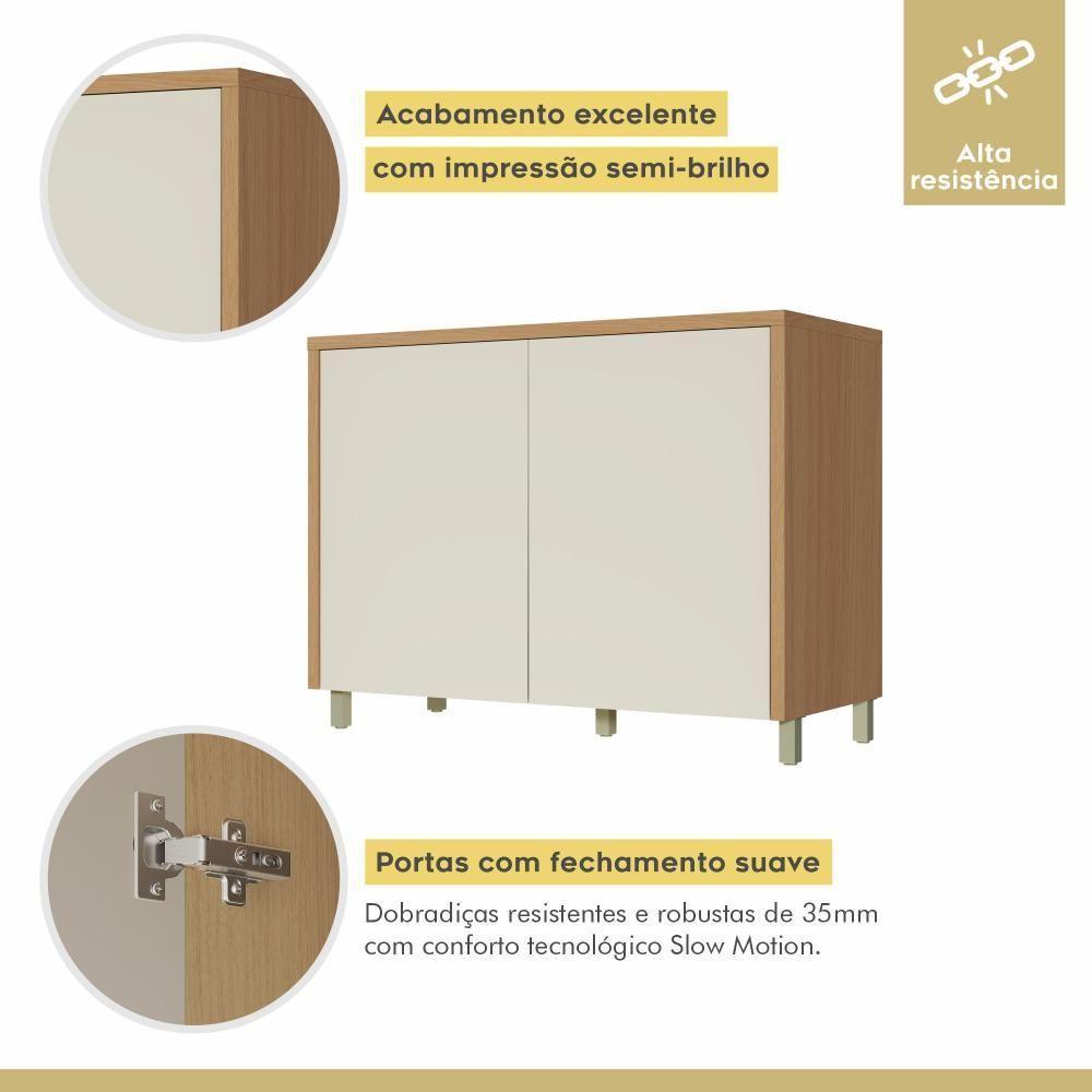 Balcão 2 Portas 120cm Condessa 100% Mdf Nesher Móveis Carvalho/greige - 4