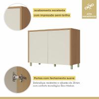 Balcão 2 Portas 120cm Condessa 100% Mdf Nesher Móveis Carvalho/greige