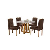 Conjunto Sala De Jantar Mesa Com 4 Cadeiras Móveis Mundial Mel/off-white/marrom Chocolate - 2