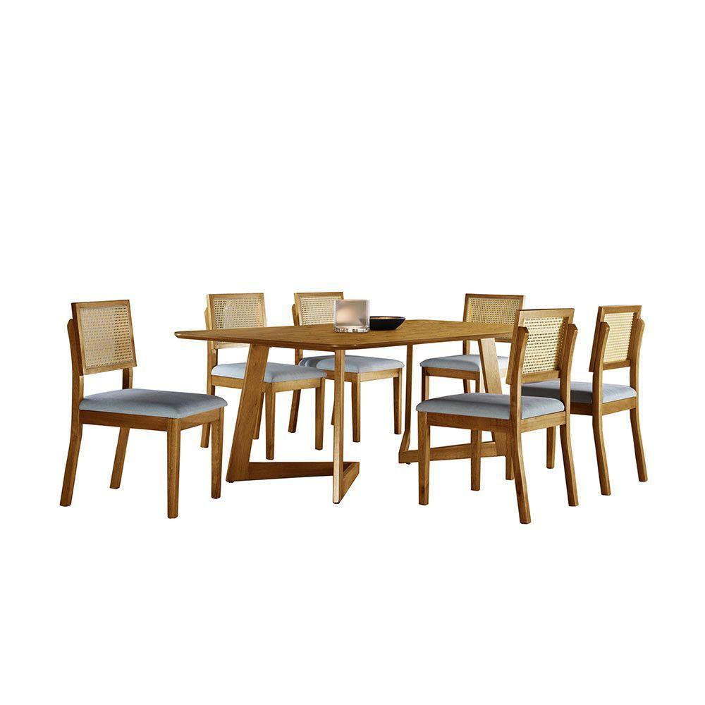 Sala De Jantar Com 6 Lugares Mesa E Cadeiras Móveis Mix Cinamomo/cinza Prata - 2