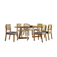 Sala De Jantar Com 6 Lugares Mesa E Cadeiras Móveis Mix Cinamomo/cinza Prata - 2