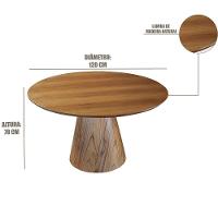 Conjunto Sala De Jantar Mesa Redonda E Cadeiras Maciça Cinamomo/linho Prata - 3