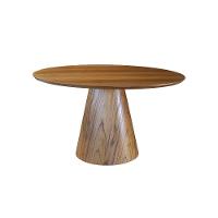 Conjunto Sala De Jantar Mesa Redonda E Cadeiras Maciça Cinamomo/linho Prata - 6