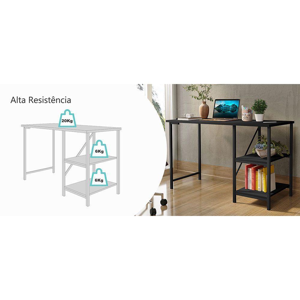 Escrivaninha Mesa Office Estudo Estilo Industrial 110cm Klm Preto/preto - 6