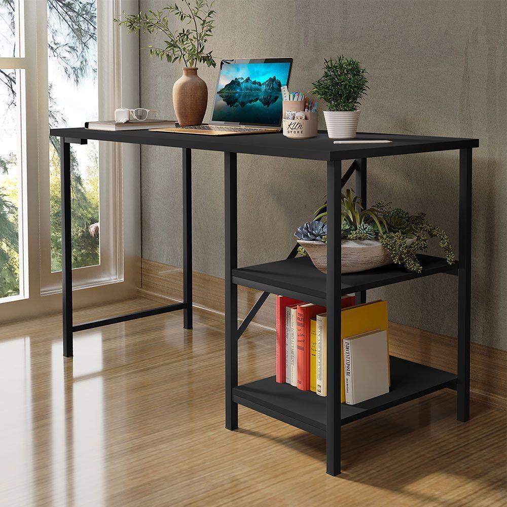 Escrivaninha Mesa Office Estudo Estilo Industrial 110cm Klm Preto/preto - 7