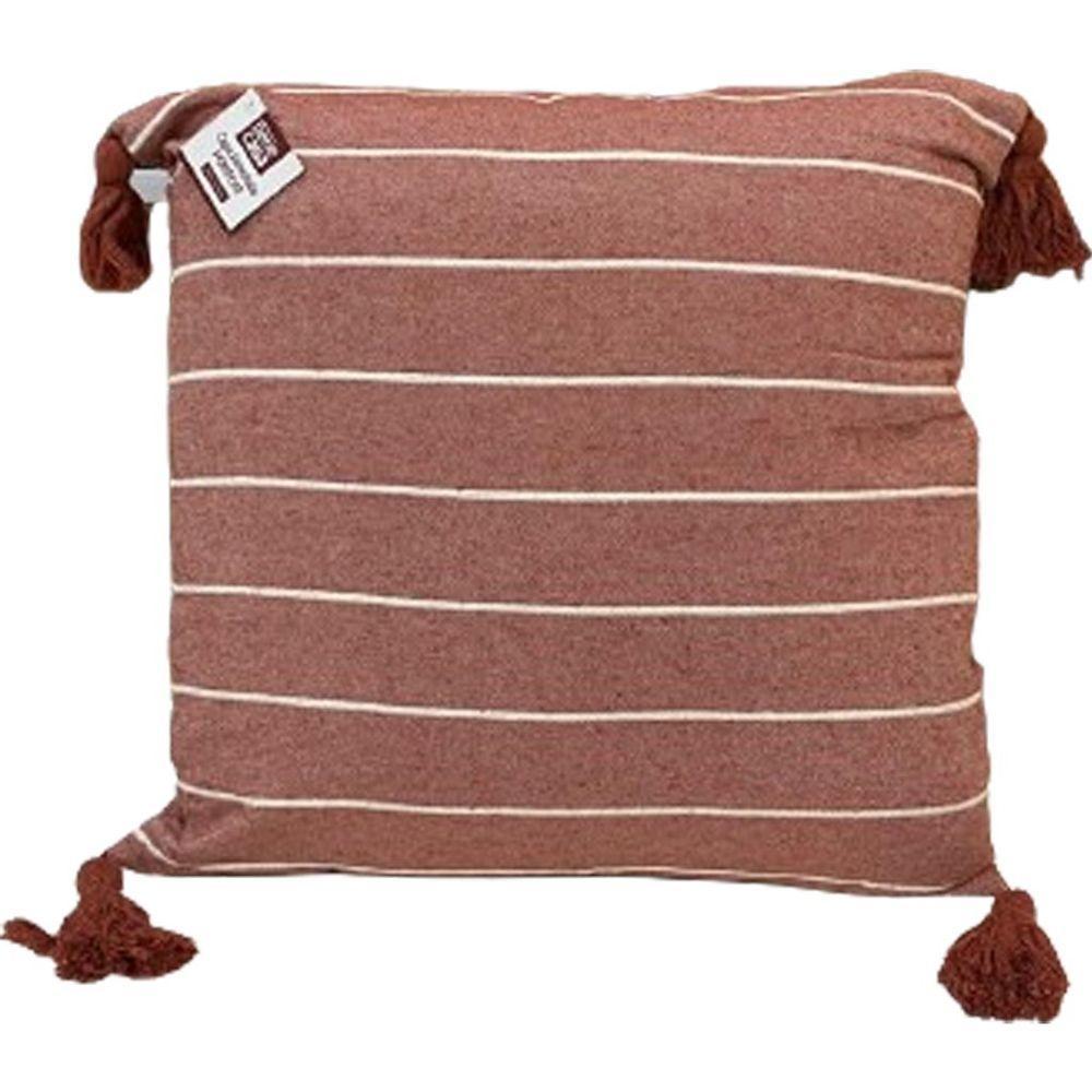 Kit 2 Capa De Almofada Pompom Decorativa 45x45cm Telha - 2