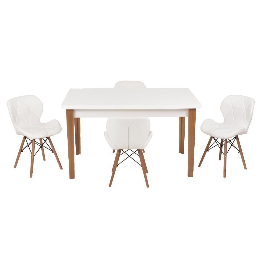 Kit Mesa Luiza 135cm Branca 4 Cadeiras Slim Branco - 1