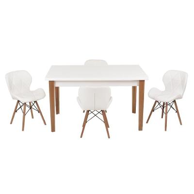 Kit Mesa Luiza 135cm Branca 4 Cadeiras Slim Branco