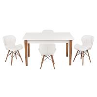 Kit Mesa Luiza 135cm Branca 4 Cadeiras Slim Branco - 1