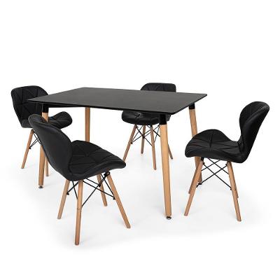 Kit Mesa Jantar Eiffel 120x80 Preta 04 Cadeiras Slim Preta