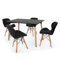 Kit Mesa Jantar Eiffel 120x80 Preta 04 Cadeiras Slim Preta - 1