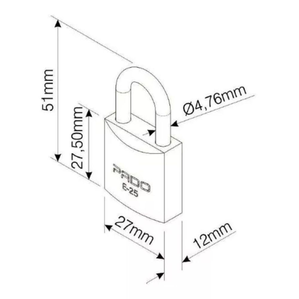 Kit 4 Cadeados Pado Com Chaves Iguais 25mm - 3