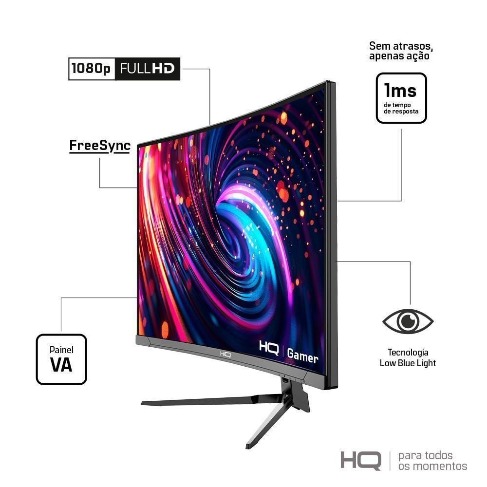 Monitor Gamer 27 Curvo 1ms 180Hz AMD FreeSync Full HD HDMI DP Frameless HQ Premium HQ27C18 - 8