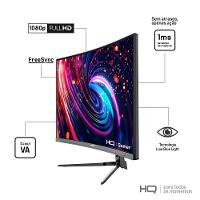 Monitor Gamer 27 Curvo 1ms 180Hz AMD FreeSync Full HD HDMI DP Frameless HQ Premium HQ27C18 - 8