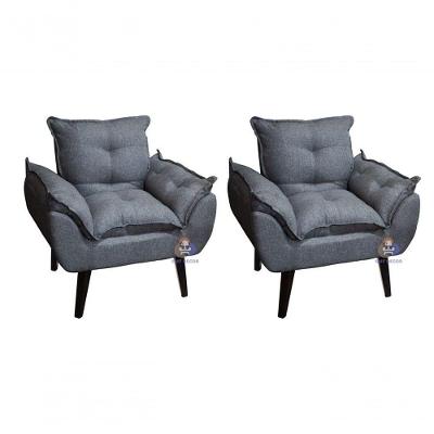Kit 2 Poltronas Decorativas Glamour Grafite Linho Grafite SMF Decor