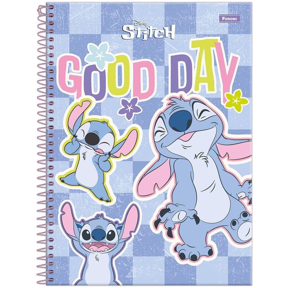 Caderno Espiral Capa Dura Universitário 1 Matéria Disney Stitch 80 Folhas Foroni Estampa 1 - 1