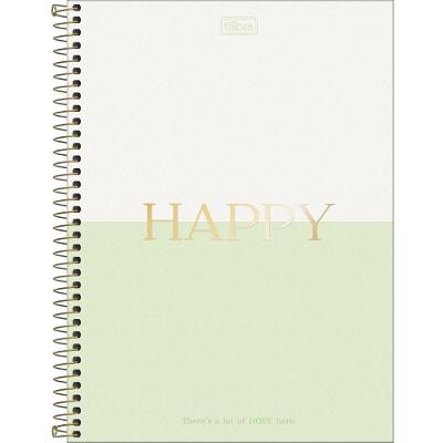 Caderno Espiral Capa Dura Universitário 10 Matérias Happy 160 Folhas Tilibra Connect Verde